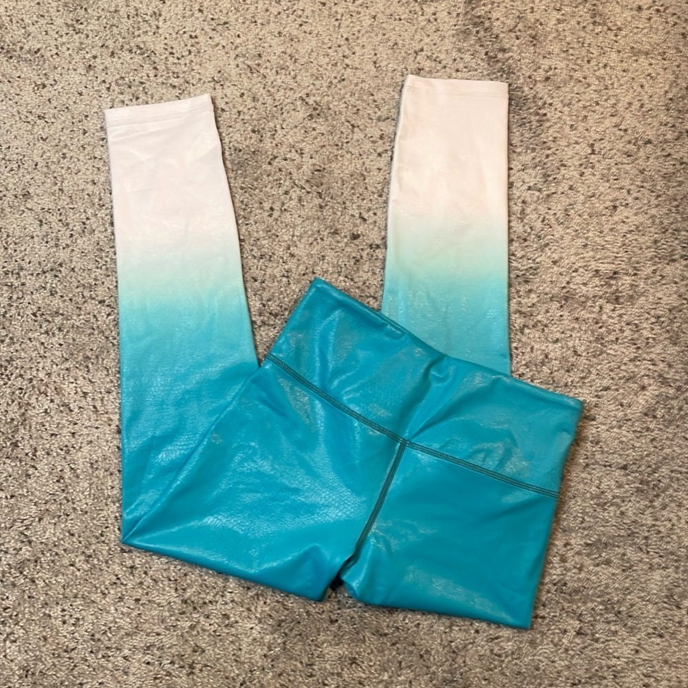 Zyia‎ teal venom metallic ombré leggings size 4